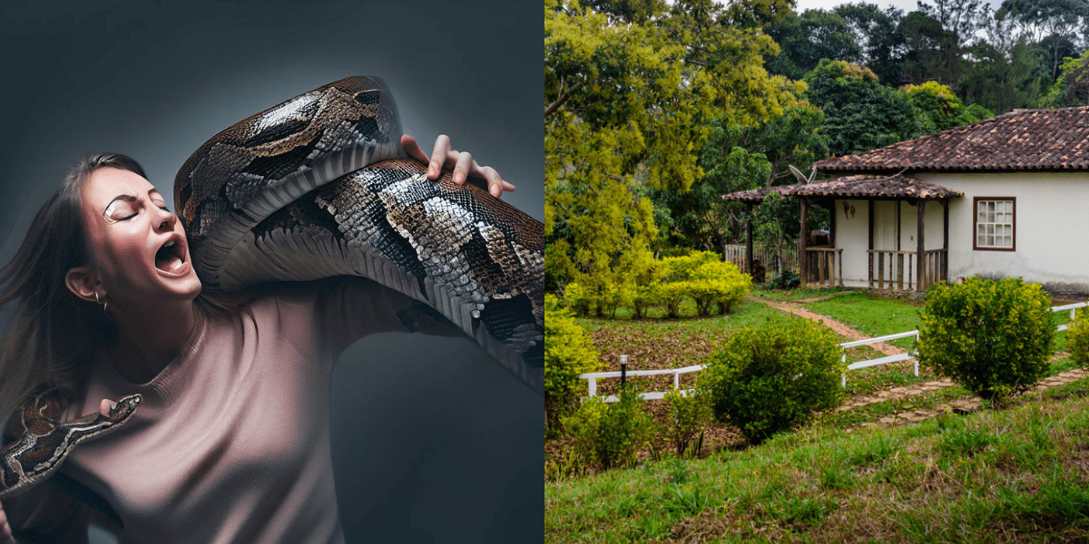 Mulher dorme com uma cobra GIGANTE em sua cama mas pela manhã ela percebe que…